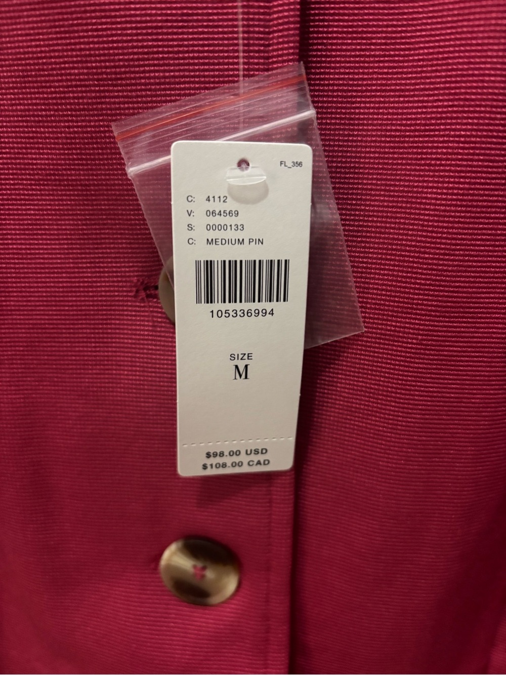 Maeve NWT Size MED sleeveless button-front top in deep rose - Picture 2 of 4